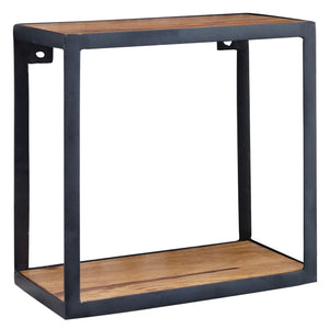 Wooden Floating Wall Shelf In iron Frame