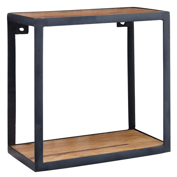 Wooden Floating Wall Shelf In iron Frame