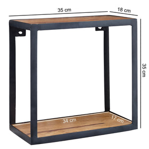Wooden Floating Wall Shelf In iron Frame