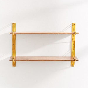 Solid Wood And Metal Wall Shelf