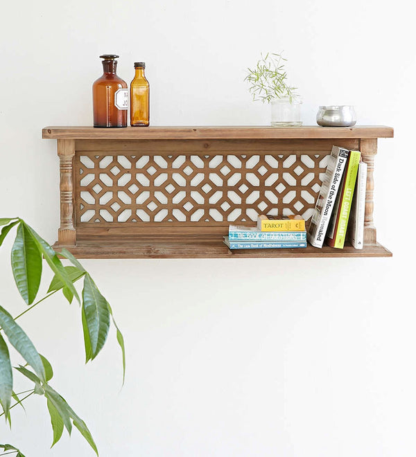 Brown Solid Wood Wall Shelf