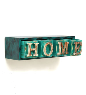 Sheesham Wood Floating Wall Shelves In Green Colour