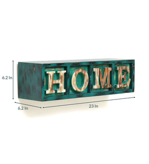 Sheesham Wood Floating Wall Shelves In Green Colour