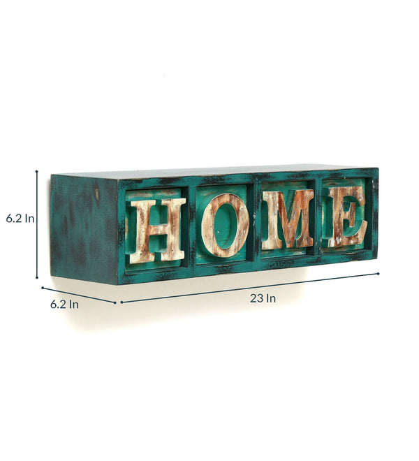 Sheesham Wood Floating Wall Shelves In Green Colour