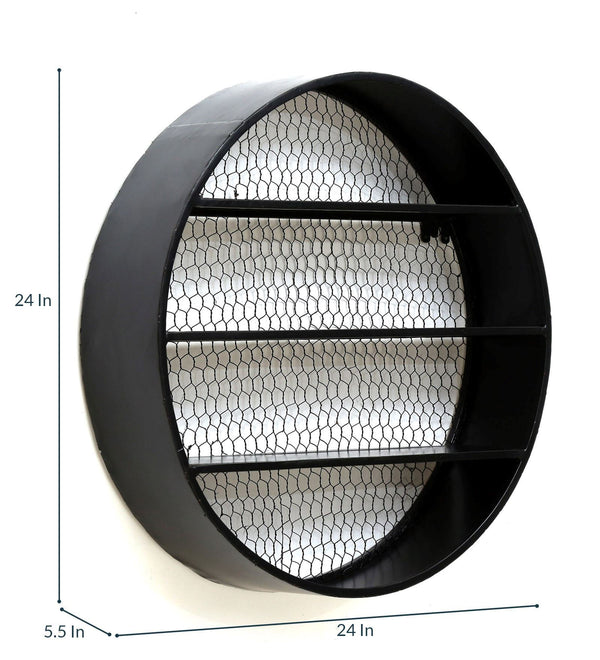 Metal Wall Shelf In Black Colour