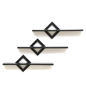 Set Of 3 Sheesham Wood Floating Wall Shelves