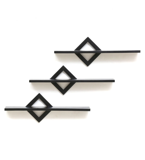 Set Of 3 Sheesham Wood Floating Wall Shelves