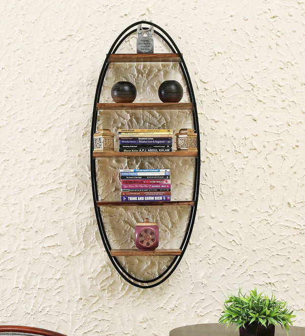 Sheesham Wood Oval Wall Shelf