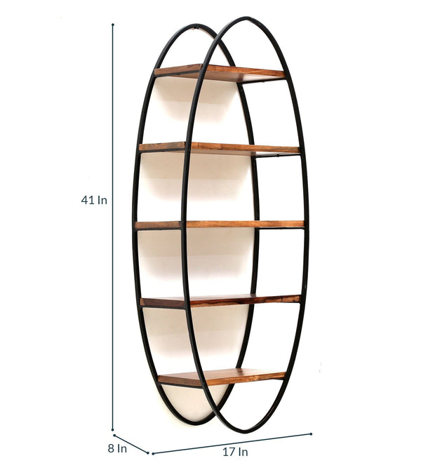 Sheesham Wood Oval Wall Shelf