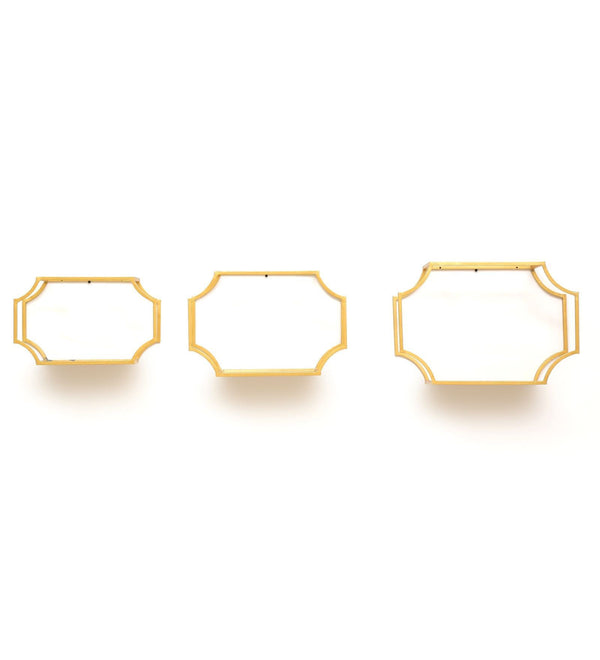 Metal Wall Shelf Set Of 3 in Gold Finish