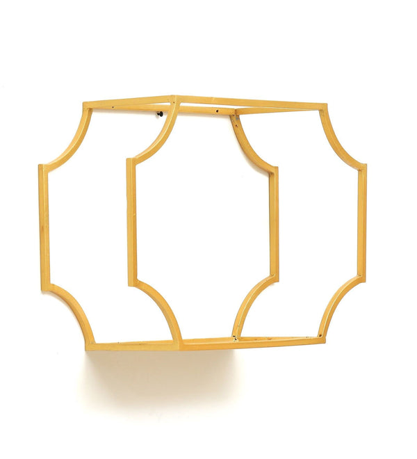 Metal Wall Shelf Set Of 3 in Gold Finish