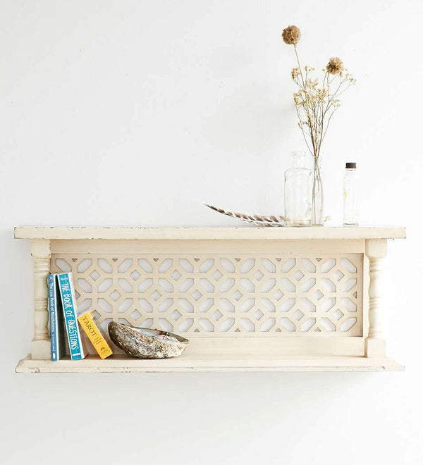 Solid Wood White Wall Shelf