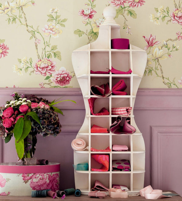 White Solid Wood Lady Wall Shelf