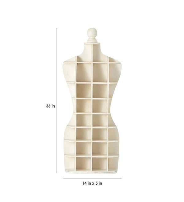 White Solid Wood Lady Wall Shelf