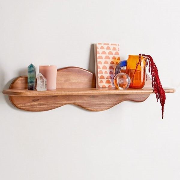 wooden Wave Wall Shelf