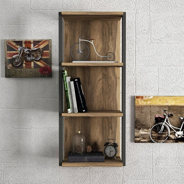 Solid Wood Sheesham Wall Shelf With 2 Iron Frame