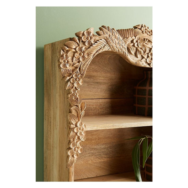 Wooden Wall Shelf Covered With Carving On The Border
