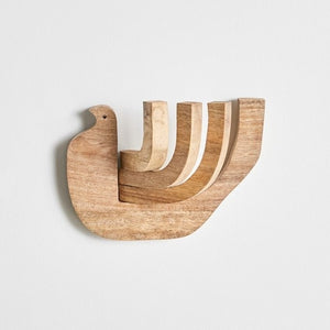 Wooden Folding Multi-Hook In Pigeon Design
