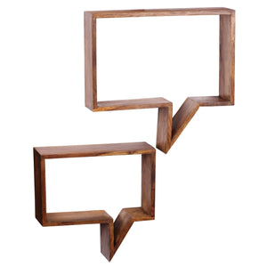 Solid Wood Sheesham Set of 2 Wall Shelves Shelf with Shape