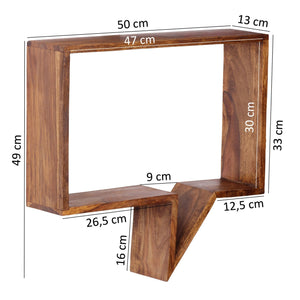 Solid Wood Sheesham Set of 2 Wall Shelves Shelf with Shape