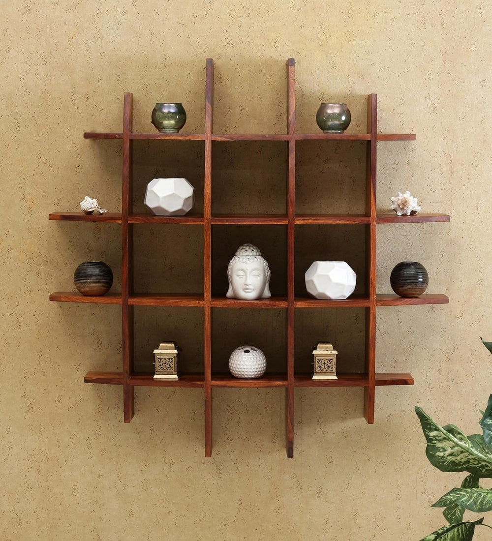 Wooden Brown Sheesham Wood Wall Shelf