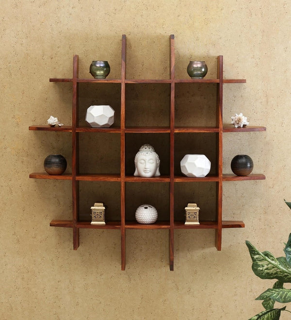 Wooden Brown Sheesham Wood Wall Shelf