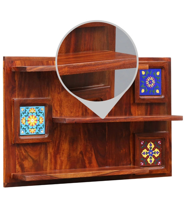 Siramika Sheesham Wood Floating Wall Shelf