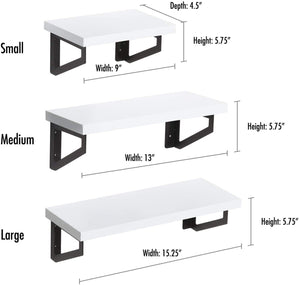 Set of 3 Mango Floating Wall Shelves