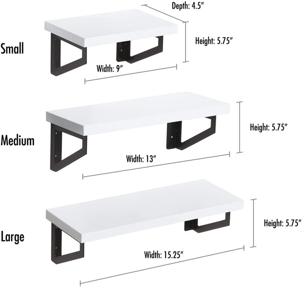 Set of 3 Mango Floating Wall Shelves