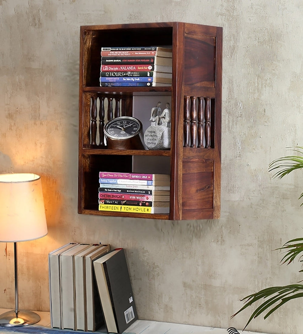 Taks Solid Wood Book Shelf in Brown Colour