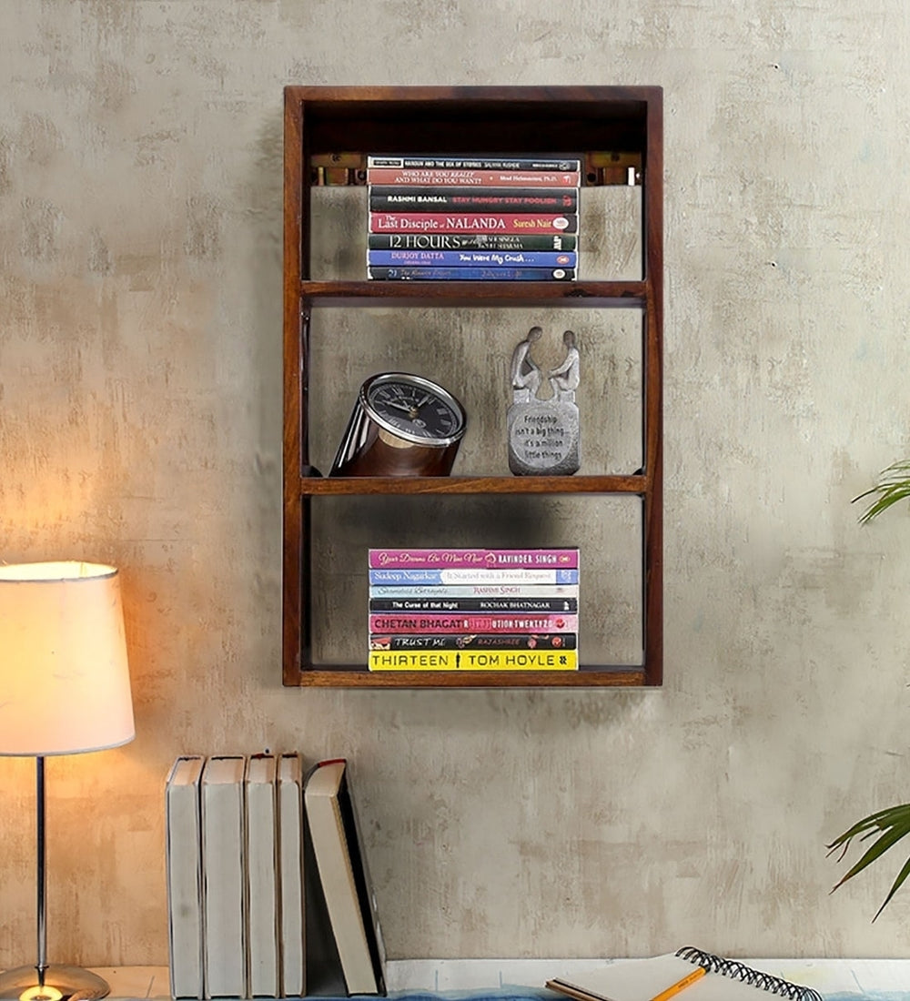 Taks Solid Wood Book Shelf in Brown Colour