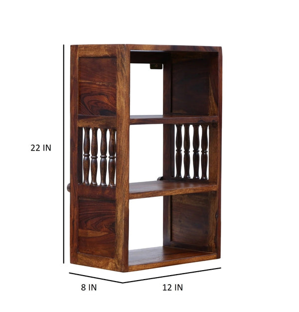 Taks Solid Wood Book Shelf in Brown Colour