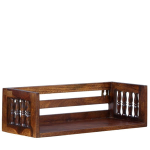 Tksh Solid Wood Floating Book Shelves in Brown Colour