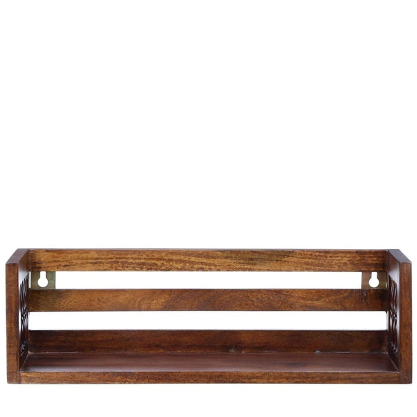 Tksh Solid Wood Floating Book Shelves in Brown Colour