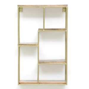 Iron and Wood Vertical Wall Shelf