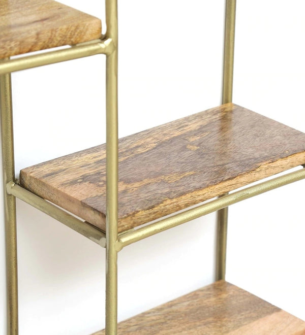 Iron and Wood Vertical Wall Shelf