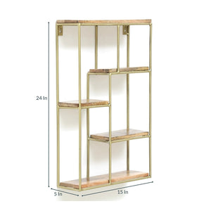 Iron and Wood Vertical Wall Shelf