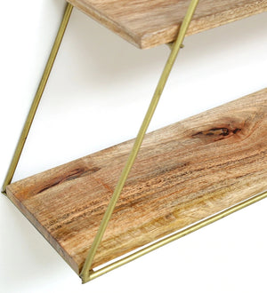 T Iron And Wood Triangle Wall Shelf