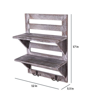 Mango Wood Floating Wall Shelf in Rustic White Colour