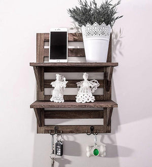 Mango Wood Floating Wall shelf in Walnut Finish