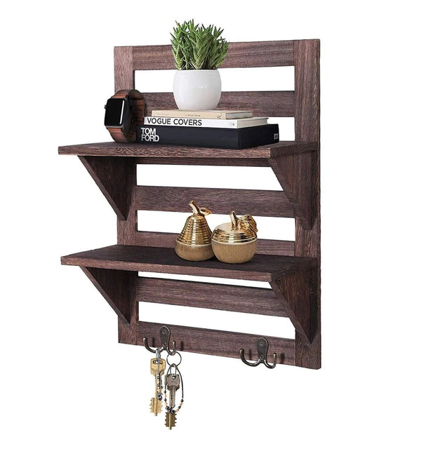 Mango Wood Floating Wall shelf in Walnut Finish