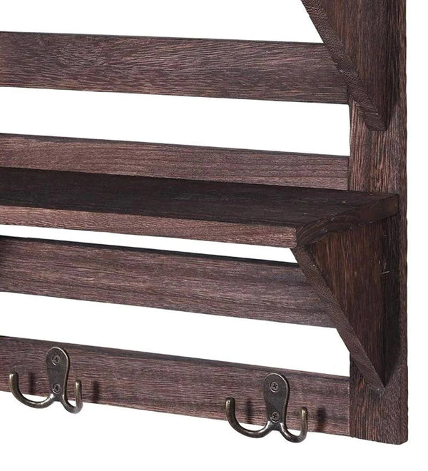 Mango Wood Floating Wall shelf in Walnut Finish