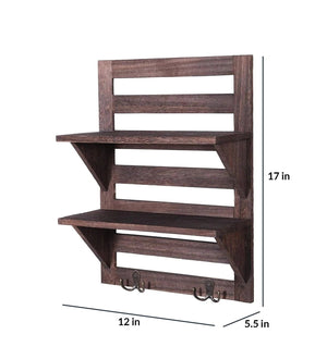 Mango Wood Floating Wall shelf in Walnut Finish