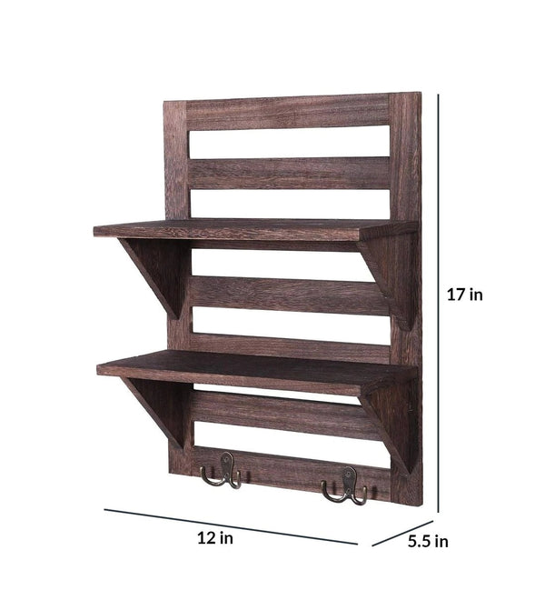 Mango Wood Floating Wall shelf in Walnut Finish
