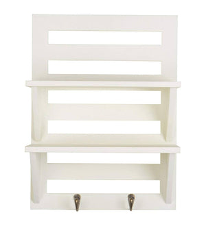 Mango Wood Floating Wall shelf in White Colour