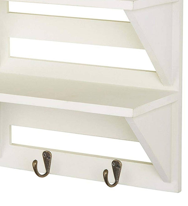 Mango Wood Floating Wall shelf in White Colour