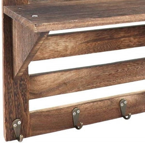 Mango Wood Floating Wall Shelf in Teak Finish