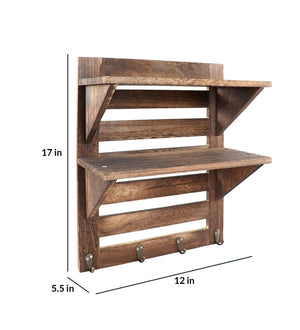 Mango Wood Floating Wall Shelf in Teak Finish