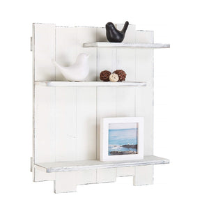 Mango Wood Floating Wall Shelf in White Colour