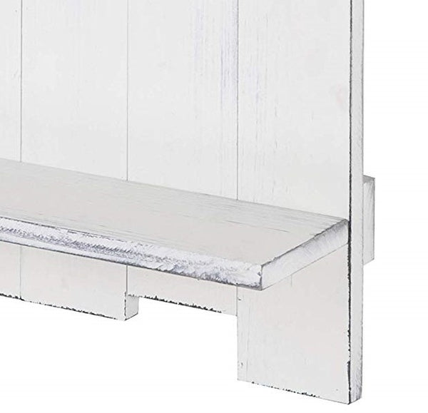 Mango Wood Floating Wall Shelf in White Colour